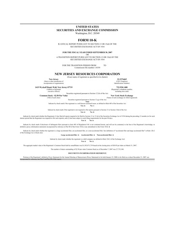 Thumbnail New Jersey Resources 10-K Annual Report 