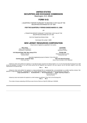 Thumbnail New Jersey Resources 10-Q Quarterly Report FY 