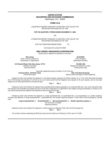 Thumbnail New Jersey Resources 10-Q Quarterly Report FY 