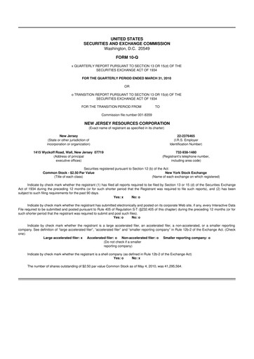 Thumbnail New Jersey Resources 10-Q Quarterly Report FY 