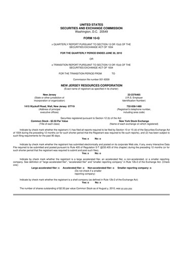Thumbnail New Jersey Resources 10-Q Quarterly Report FY2010 