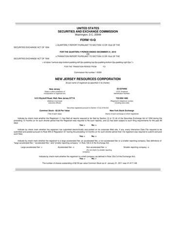 Thumbnail New Jersey Resources 10-Q Quarterly Report FY2011 