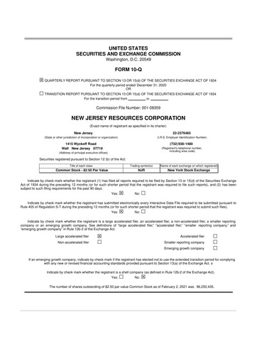 Thumbnail New Jersey Resources 10-Q Quarterly Report FY2021 