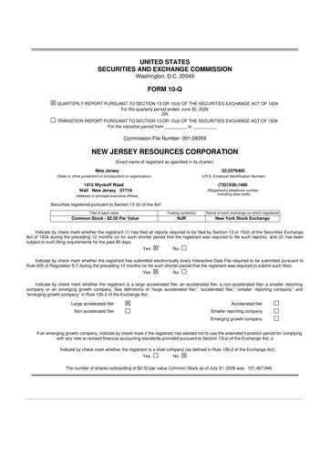 Vorschaubild New Jersey Resources 10-Q Quartalsbericht 2026 