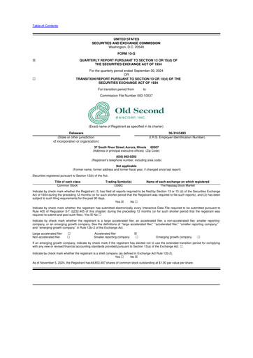 Thumbnail Old Second Bancorp 10-Q Quarterly Report FY2024 