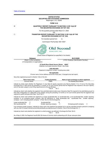 Thumbnail Old Second Bancorp 10-Q Quarterly Report FY2025 