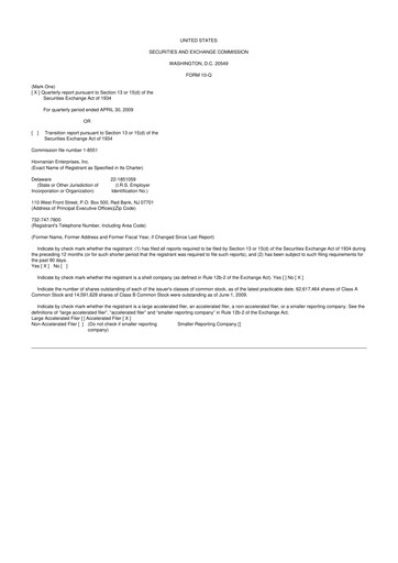 Thumbnail Hovnanian Enterprises
 10-Q Quarterly Report FY 