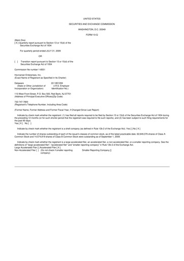 Thumbnail Hovnanian Enterprises
 10-Q Quarterly Report FY 