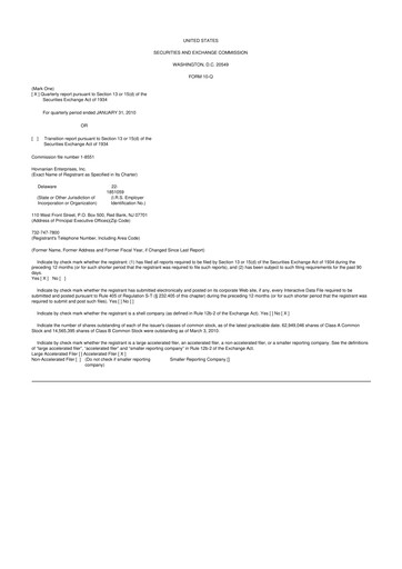 Thumbnail Hovnanian Enterprises
 10-Q Quarterly Report FY 