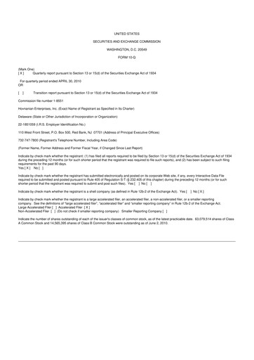 Thumbnail Hovnanian Enterprises
 10-Q Quarterly Report FY 
