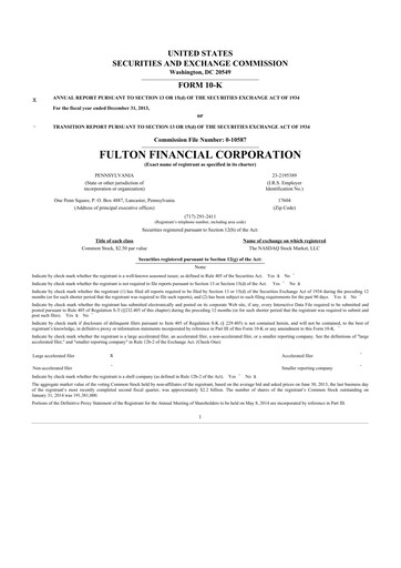 Thumbnail Fulton Financial 10-K Annual Report 2013