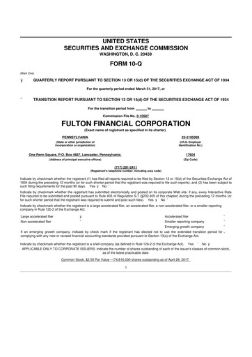 Thumbnail Fulton Financial 10-Q Quarterly Report FY2017 