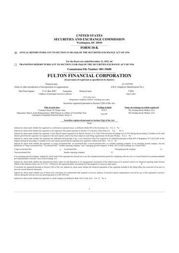 Thumbnail Fulton Financial 10-K Annual Report 2022