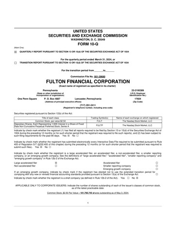 Thumbnail Fulton Financial 10-Q Quarterly Report FY2024 