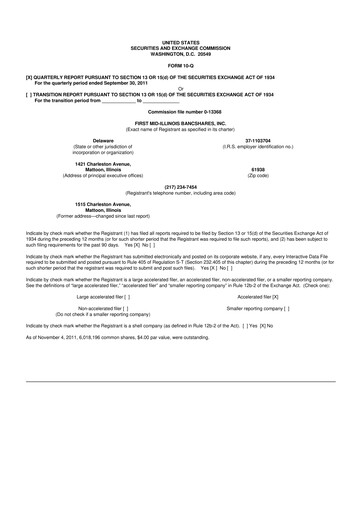 Thumbnail First Mid Bancshares 10-Q Quarterly Report FY2011 