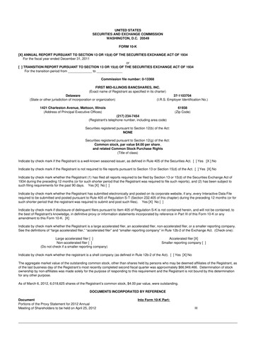 Thumbnail First Mid Bancshares 10-K Annual Report 2011