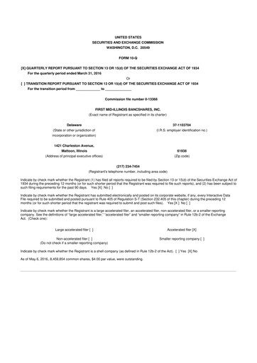 Thumbnail First Mid Bancshares 10-Q Quarterly Report FY2016 