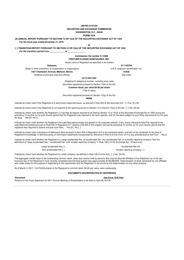 Thumbnail First Mid Bancshares 10-K Annual Report 2016