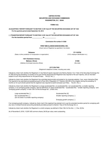 Thumbnail First Mid Bancshares 10-Q Quarterly Report FY2018 