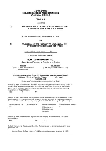 Thumbnail RCM Technologies 10-Q Quarterly Report FY 