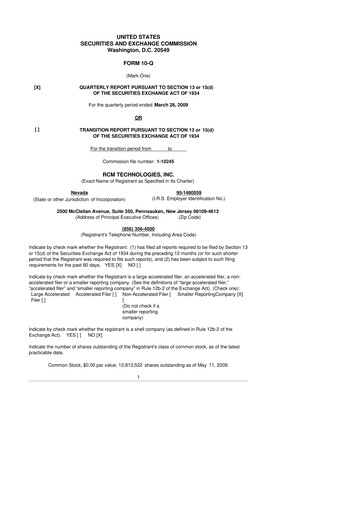 Thumbnail RCM Technologies 10-Q Quarterly Report FY 