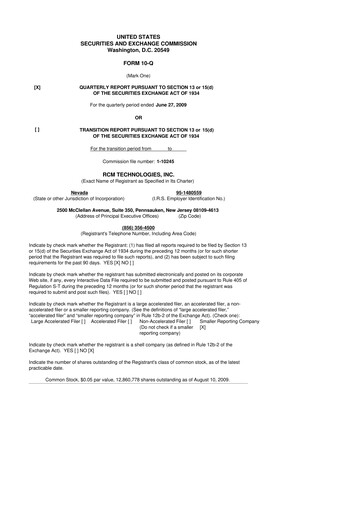 Thumbnail RCM Technologies 10-Q Quarterly Report FY 