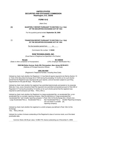 Thumbnail RCM Technologies 10-Q Quarterly Report FY 