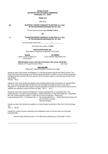 Thumbnail RCM Technologies 10-Q Quarterly Report FY 