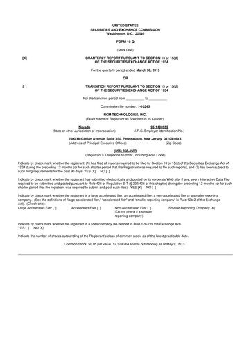 Thumbnail RCM Technologies 10-Q Quarterly Report FY2013 