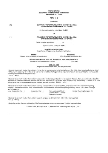 Thumbnail RCM Technologies 10-Q Quarterly Report FY2013 