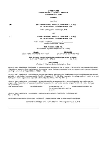 Thumbnail RCM Technologies 10-Q Quarterly Report FY2015 