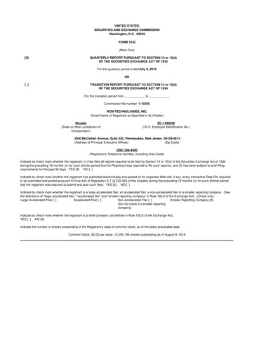 Thumbnail RCM Technologies 10-Q Quarterly Report FY2016 