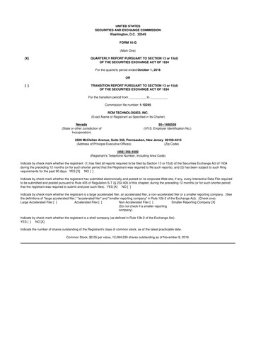 Thumbnail RCM Technologies 10-Q Quarterly Report FY2016 