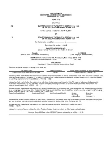 Thumbnail RCM Technologies 10-Q Quarterly Report FY2019 