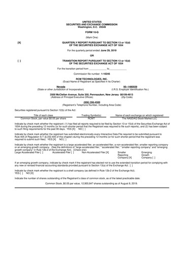 Thumbnail RCM Technologies 10-Q Quarterly Report FY2019 