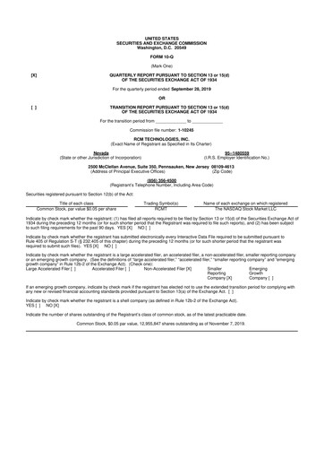 Thumbnail RCM Technologies 10-Q Quarterly Report FY2019 