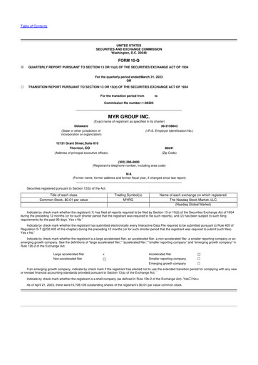 Thumbnail MYR Group 10-Q Quarterly Report FY2023 