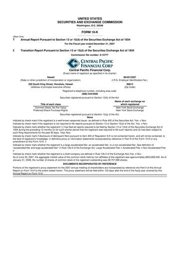 Thumbnail Central Pacific Financial 10-K Annual Report 