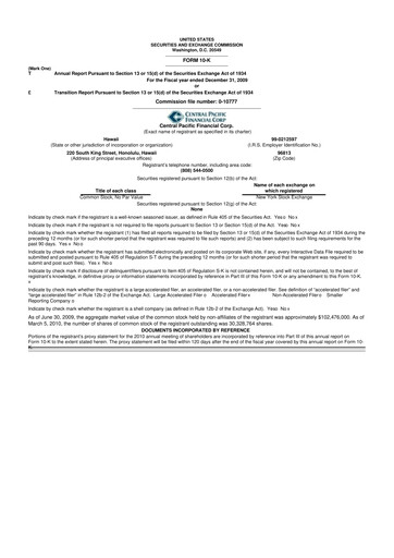 Thumbnail Central Pacific Financial 10-K Annual Report 