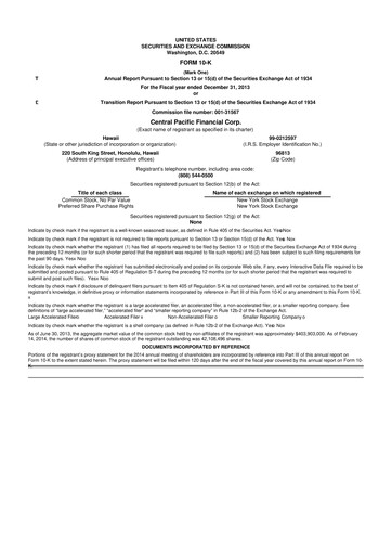 Thumbnail Central Pacific Financial 10-K Annual Report 2013