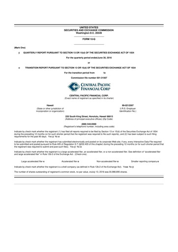 Thumbnail Central Pacific Financial 10-Q Quarterly Report FY2016 