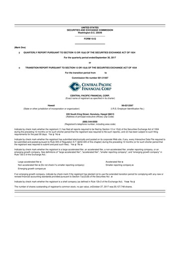 Thumbnail Central Pacific Financial 10-Q Quarterly Report FY2017 