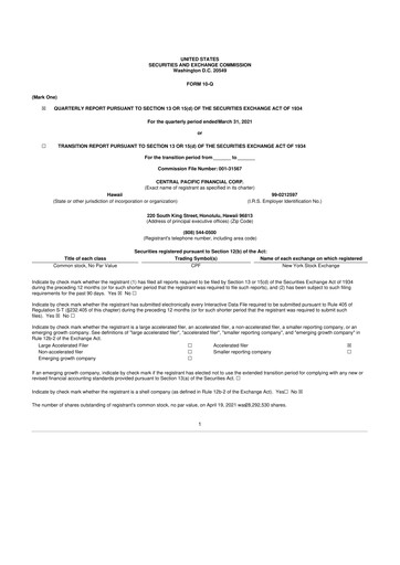 Thumbnail Central Pacific Financial 10-Q Quarterly Report FY2021 