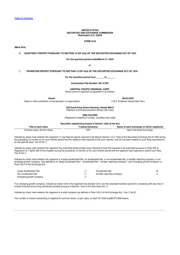 Thumbnail Central Pacific Financial 10-Q Quarterly Report FY2025 