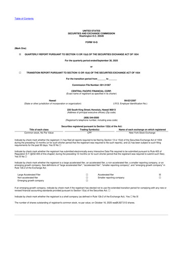 Thumbnail Central Pacific Financial 10-Q Quarterly Report FY2025 