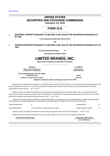 Thumbnail Bath & Body Works 10-Q Quarterly Report FY2012 