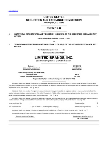 Thumbnail Bath & Body Works 10-Q Quarterly Report FY2012 