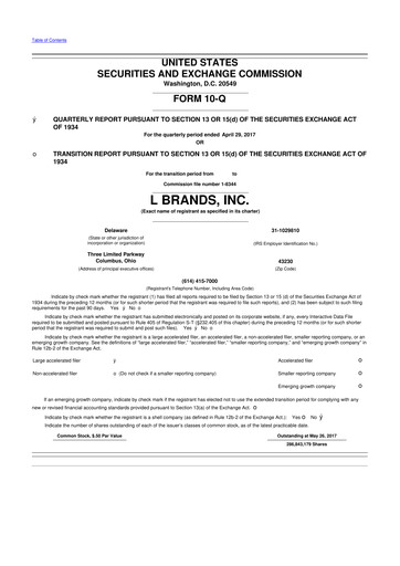 Thumbnail Bath & Body Works 10-Q Quarterly Report FY2017 
