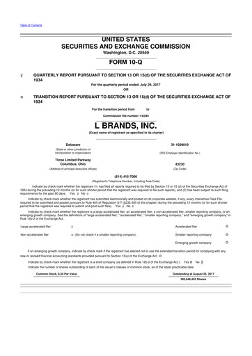 Thumbnail Bath & Body Works 10-Q Quarterly Report FY2017 