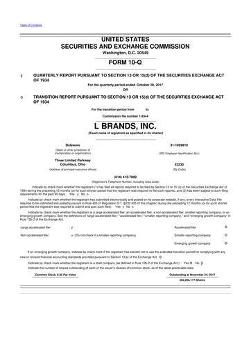 Thumbnail Bath & Body Works 10-Q Quarterly Report FY2017 